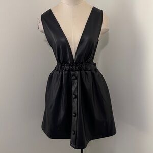 Black Faux Leather Sleeveless Jumper Mini Dress ~ Medium Miou Muse Modern
